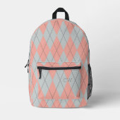 Schattigee Preppy Roze Argyle Print Monogram Initi Bedrukte Rugzak (Voorkant)