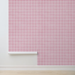 Schattigee Preppy Roze Kleine Gingham Plaid Patroo Behang