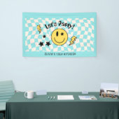 Schattigee Preppy Y2K Retro Pastel Blauwe Verjaard Spandoek (Beurs)