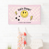 Schattigee Preppy Y2K Roze Retro Verjaardagsfeestb Spandoek (Insitu)