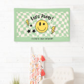 Schattigee Preppy Y2K Sage Groene Retro Verjaardag Spandoek (Insitu)