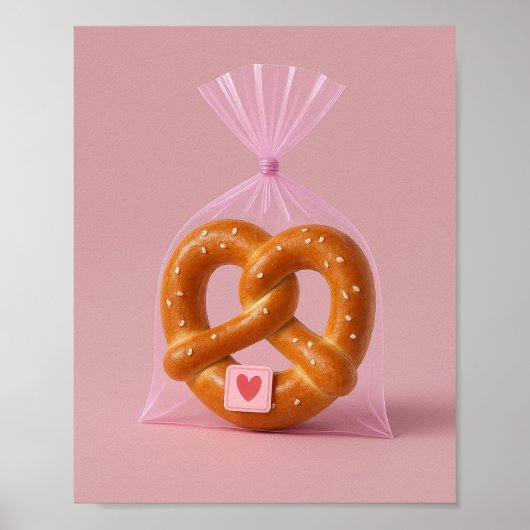 Schattigee Pretzel Art Print, Gezellige Bakkerij K Poster (Voorkant)