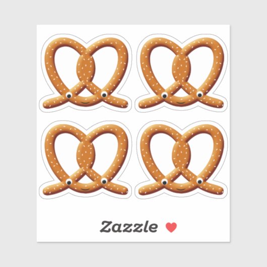 Schattigee Pretzel Tekening Prints Sticker (Vel)