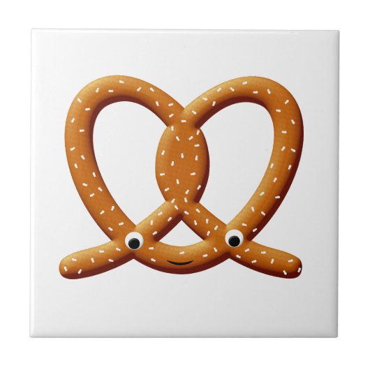 Schattigee Pretzel Tekening Prints Tegeltje (Voorkant)