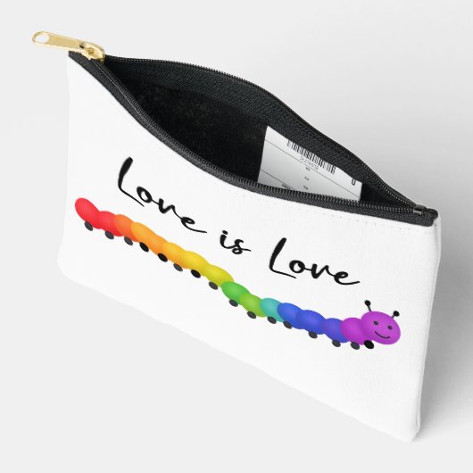Schattigee PRIDE Regenboogkleuren lachende rups Etui (Open)