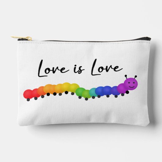 Schattigee PRIDE Regenboogkleuren lachende rups Etui (Voorkant)
