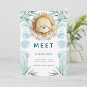 Schattigee Prince Lion Illustratie Fotocollage Geb Aankondiging (Staand voorkant)