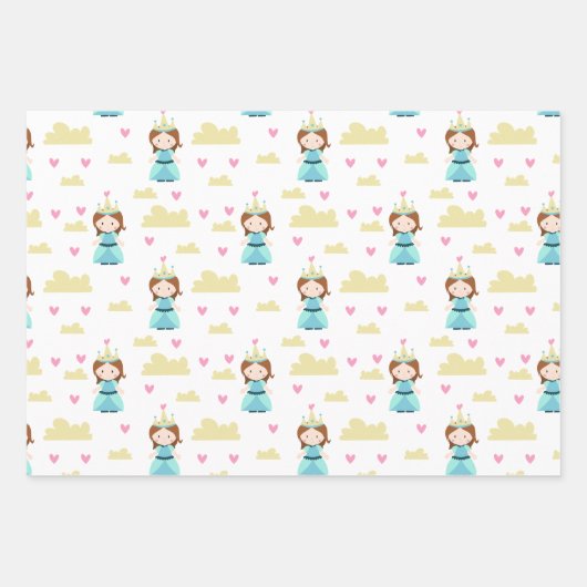 Schattigee Princess Castle Crown Pattern Girl Verj Inpakpapier Vel (Voorkant 3)