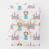 Schattigee Princess Castle Crown Pattern Girl Verj Inpakpapier Vel (In situ)