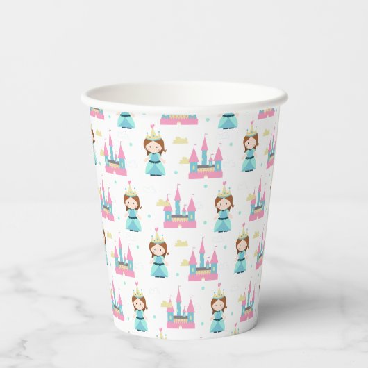 Schattigee Princess Castle Pattern Girly Papieren Bekers (Achterkant)