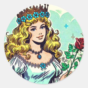 Schattigee Princess Comics Ronde Sticker