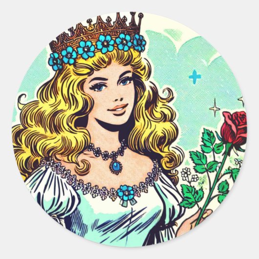  Schattigee Princess Comics Ronde Sticker (Voorkant)