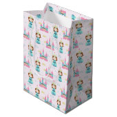 Schattigee Princess Pink Castle Girl Baby shower P Medium Cadeauzakje (Voorkant Gekanteld)