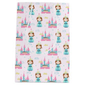 Schattigee Princess Pink Castle Girl Baby shower P Medium Cadeauzakje (Achterkant)