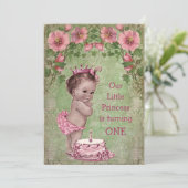 Schattigee prinses 1e verjaardagsfeestje kaart (Staand voorkant)