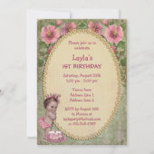 Schattigee prinses 1e verjaardagsfeestje kaart (Achterkant)