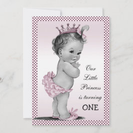 Schattigee  prinses 1e verjaardagsfeestje kaart