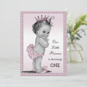 Schattigee prinses 1e verjaardagsfeestje kaart (Staand voorkant)