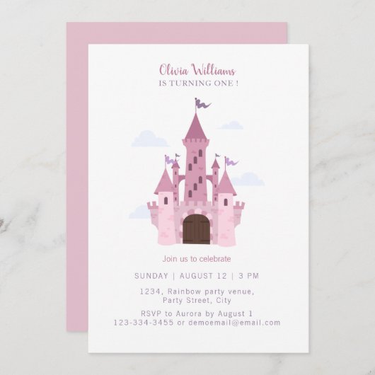 Schattigee Prinses Castel Meisjes 1e Verjaardagsui Kaart (Voorkant / Achterkant)