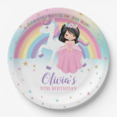 Schattigee Prinses & Eenhoorn Verjaardagsfeest Rai Papieren Bordje (Voorkant)
