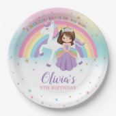 Schattigee Prinses & Eenhoorn Verjaardagsfeest Rai Papieren Bordje (Voorkant)