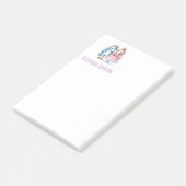 Schattigee Prinses & Eenhoorn Witte Monogram Naam Post-it® Notes (Schuin)