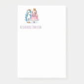 Schattigee Prinses & Eenhoorn Witte Monogram Naam Post-it® Notes (Voorkant)