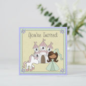 Schattigee Prinses en Eenhoorn Verjaardagsuitnodig Kaart (Staand voorkant)