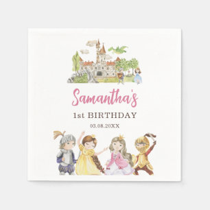 Schattigee prinses en ridders Verjaardag Servet