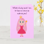 Schattigee prinses Happy Birthday Tante voor nicht Kaart (Gele Bloem)