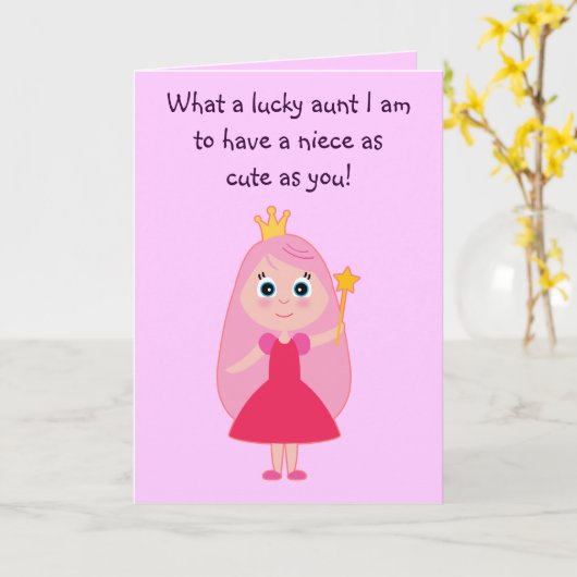 Schattigee prinses Happy Birthday Tante voor nicht Kaart (Gele Bloem)