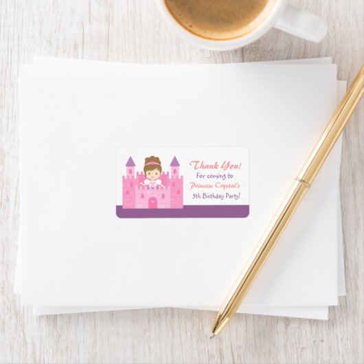 Schattigee prinses in Castle Girl Verjaardagsfeest Etiket (Insitu)