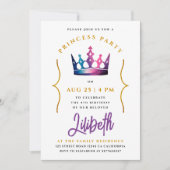 Schattigee prinses kroon tiara Paarse Waterverf Kaart (Voorkant)