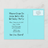 Schattigee prinses met kroonverjaardagsuitnodiging uitnodiging briefkaart (Achterkant)