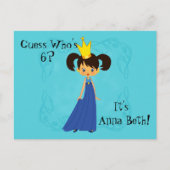 Schattigee prinses met kroonverjaardagsuitnodiging uitnodiging briefkaart (Voorkant)