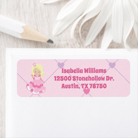 Schattigee Prinses Verjaardag Meisje Roze Terug Ad Etiket (Insitu)