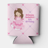 Schattigee Prinses Verjaardagsfeest Roze  Blikjeskoeler (Voorkant)