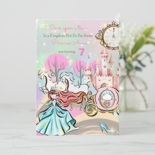 Schattigee Prinses Verjaardagsuitnodiging Feestdagenkaart (Staand voorkant)