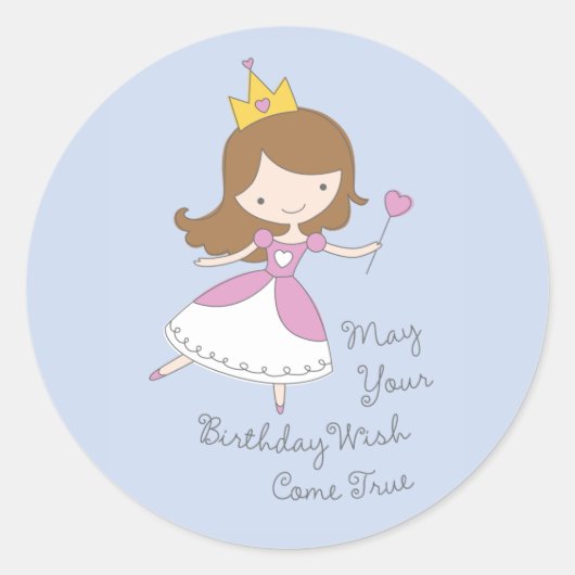 Schattigee Prinses Verjaardagswens Stickers (Voorkant)