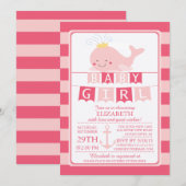 Schattigee Prinses Walvis Meisje Baby shower Uitno Kaart (Voorkant / Achterkant)