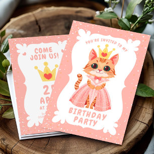 Schattigee prinsessenkat in roze jurk grillige ver kaart