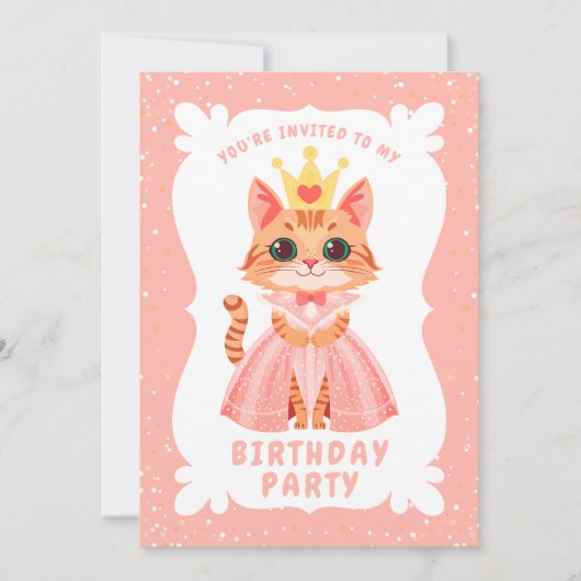 Schattigee prinsessenkat in roze jurk grillige ver kaart (Voorkant)