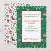 Schattigee print kerstfeest uitnodiging (Voorkant / Achterkant)