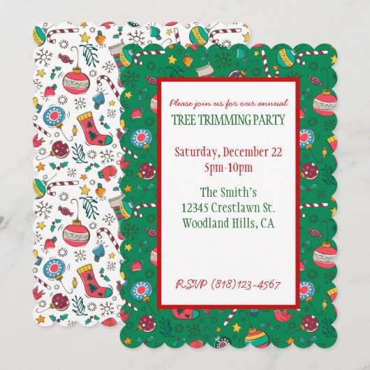 Schattigee print kerstfeest uitnodiging (Voorkant / Achterkant)