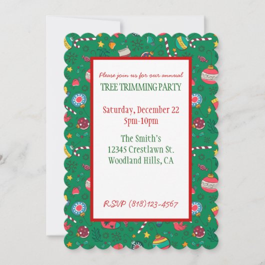 Schattigee print kerstfeest uitnodiging (Voorkant)