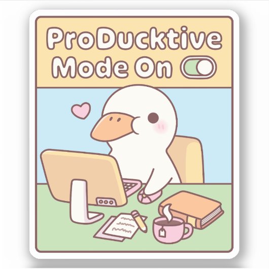 Schattigee Productieve Duck Productieve modus op F Sticker (Voorkant)