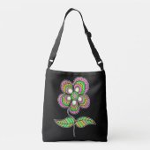 Schattigee psychedelische  bloemkunst crossbody tas (Achterkant)