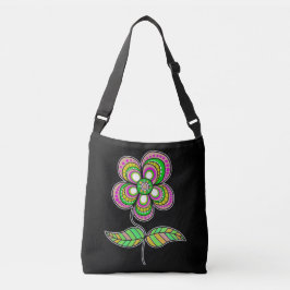 Schattigee psychedelische  bloemkunst crossbody tas