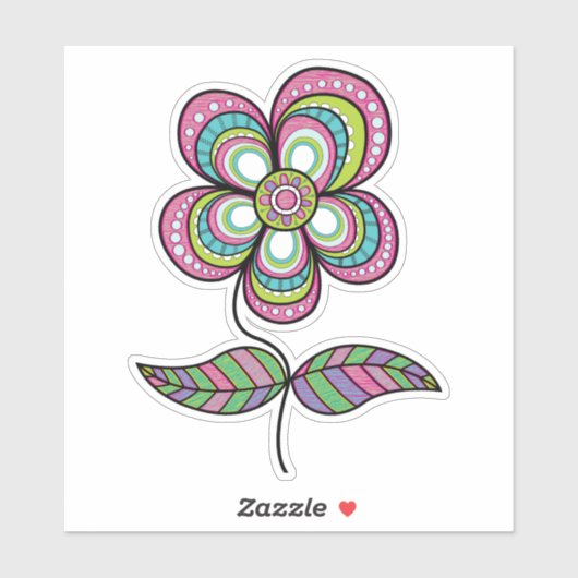 Schattigee psychedelische  bloemkunst sticker (Vel)