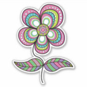 Schattigee psychedelische  bloemkunst sticker (Voorkant)
